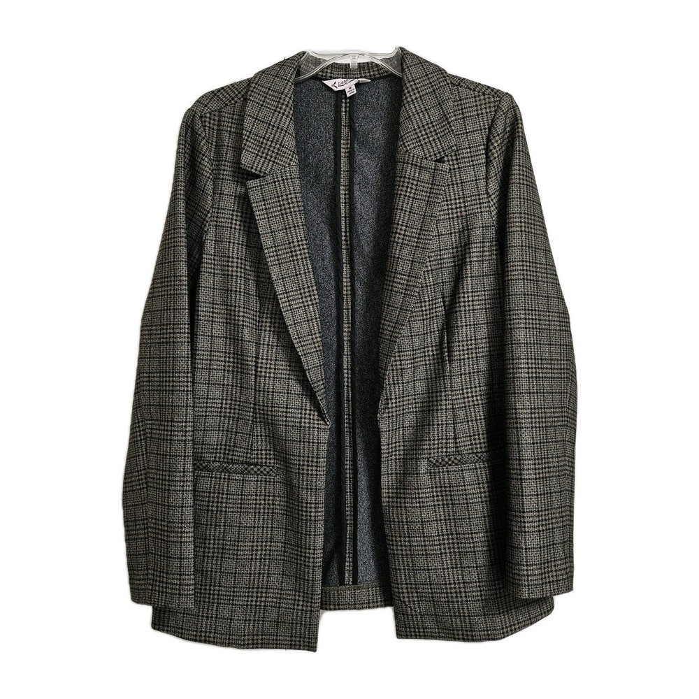 Nanette Lepore Blazer Jacket Women's Medium Tan Multicolor Plaid Classic EUC